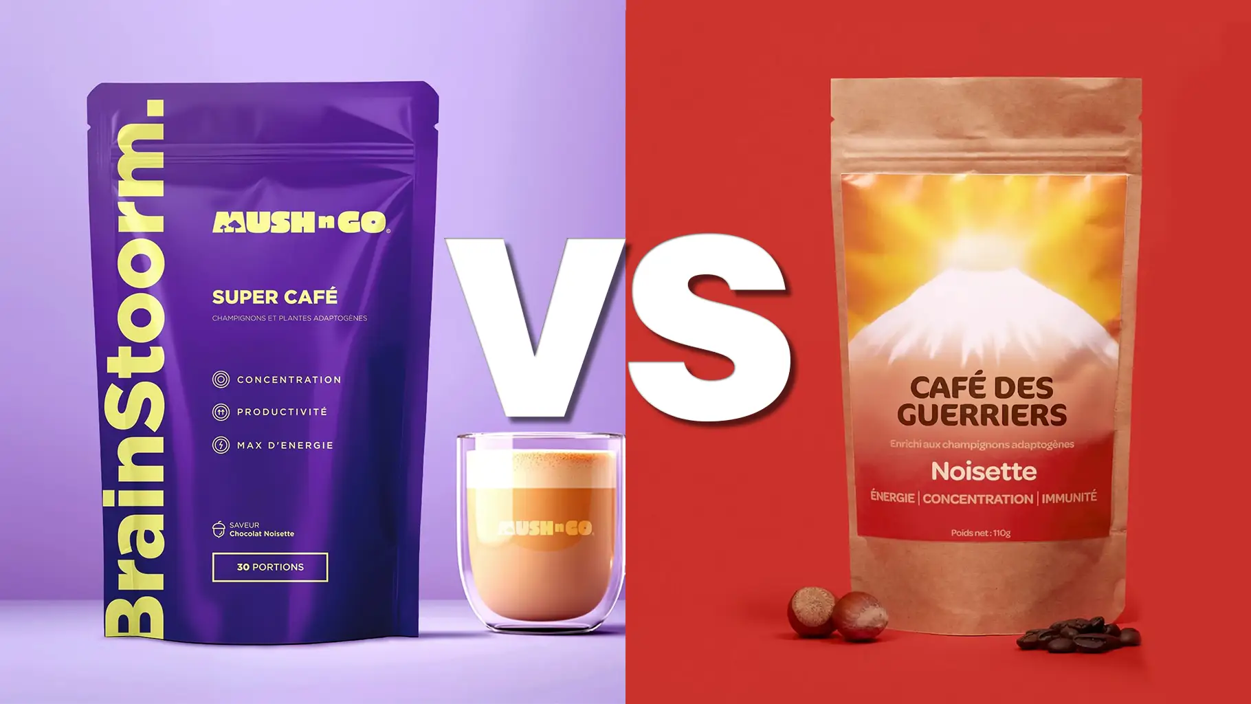 Brainstoorm MushNGo vs Café des Guerriers: Quel Café Adaptogène choisir ?